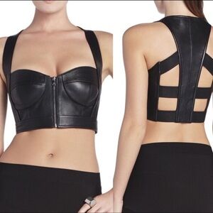 BCBGMAXAZRIA Leather Crop Top